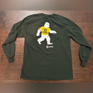 Men’s American Red Cross Yeti Set Donate Blood Green Long Sleeve Shirt- Large